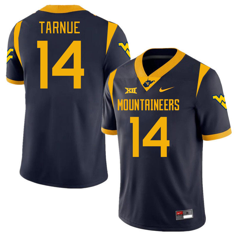 Men #14 Kekoura Tarnue West Virginia Mountaineers College 2024 New Uniforms Football Jerseys Stitche